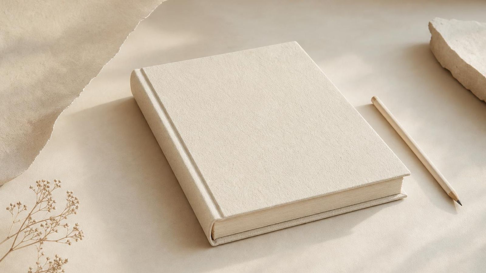 A paper-toned desk with a mathematical notebook and soft overhead light