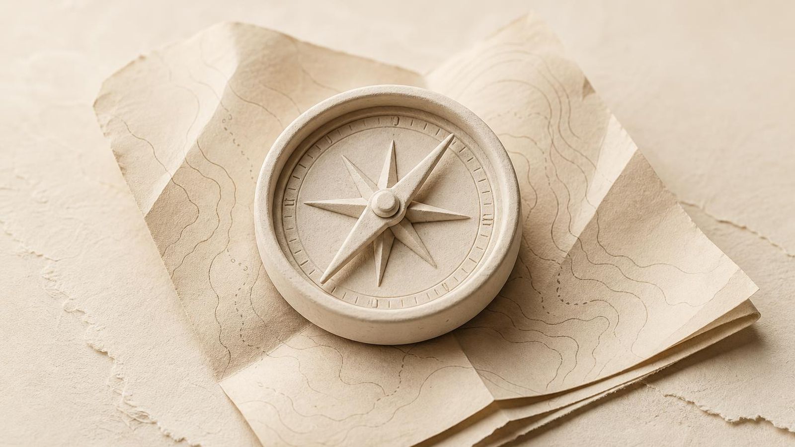 A plain notebook open to a blank page on a paper-toned desk