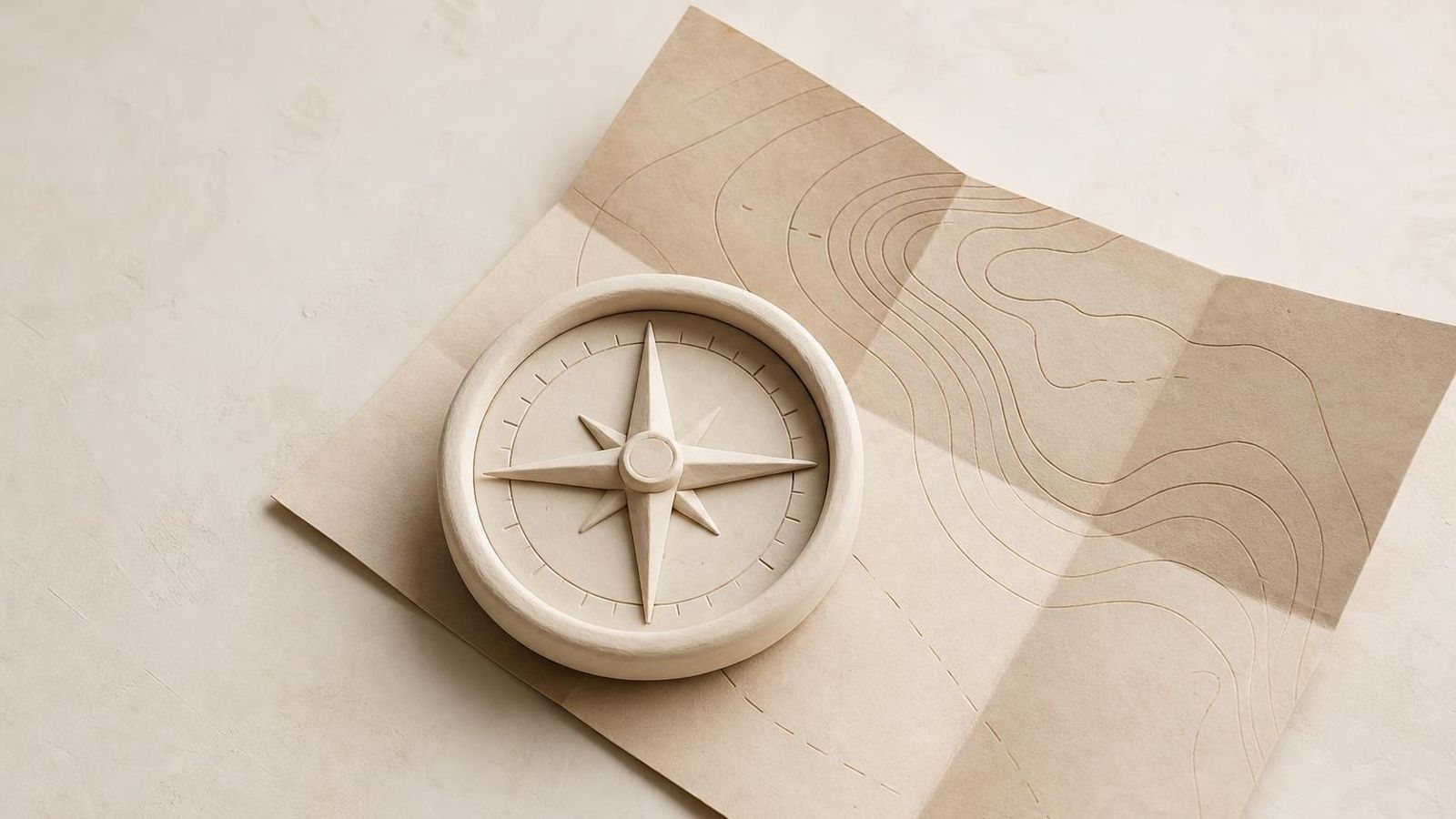 A paper-toned journal open on a plain desk with morning light